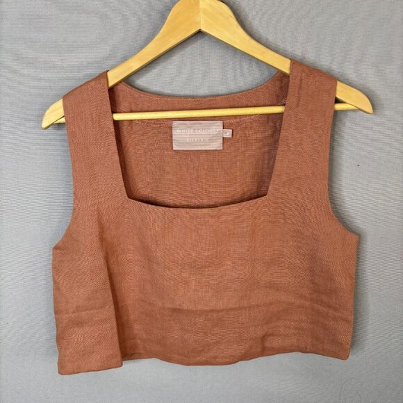 White Closet 100 % Linen crop top - Picture 1 of 4